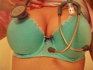 nurse in her bra