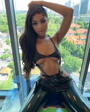 perfect ebony woman in leather pants