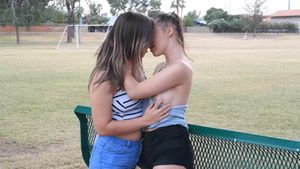 Two students having fun during lunch break