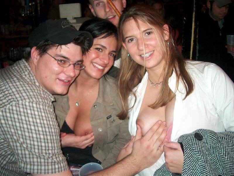 Just tipsy enough to let a stranger grope their tits.