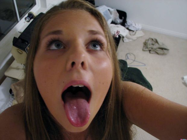 tongue out slut