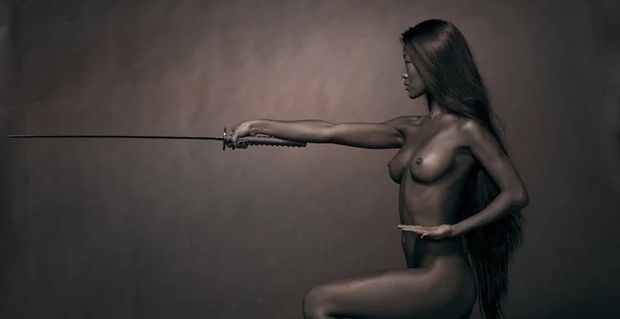 Katana wielding female samurai