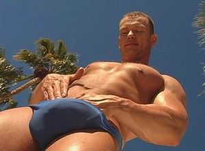 blue speedo bulge