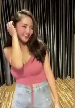 bouncing boobs of Asian babe