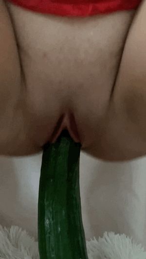 Bouncing up and down on a cucumber