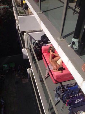 Caught Big-Titted Neighbor on Balcony Sunbathing Nude