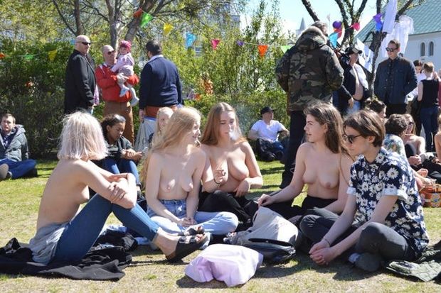 When you teach them showing your tits is empowering. Free The Nipple, Iceland, June 2015