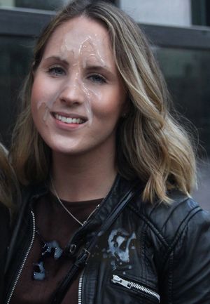 Big Facial and Cum on Leather Jacket