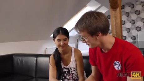 girlfriend gets paid to have sex in front of her boyfriend, enjoys it a little too much...