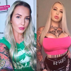 Bimbofication project. Original model vs improved one. Inkedinbarbie
