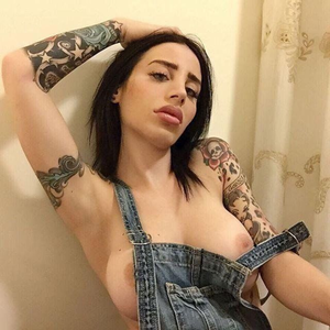 Hot chick in only overalls