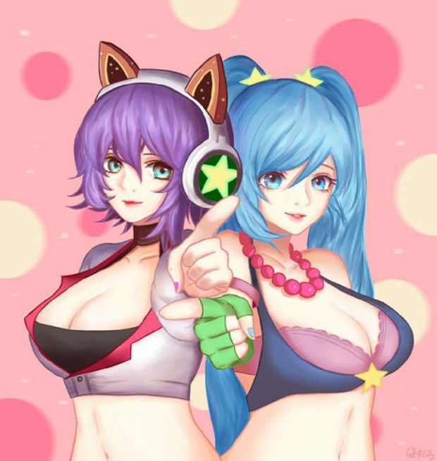 Sona and Ahri Cleavage