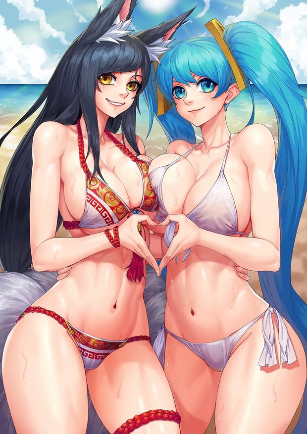 Sona and Ahri Bikini Tits