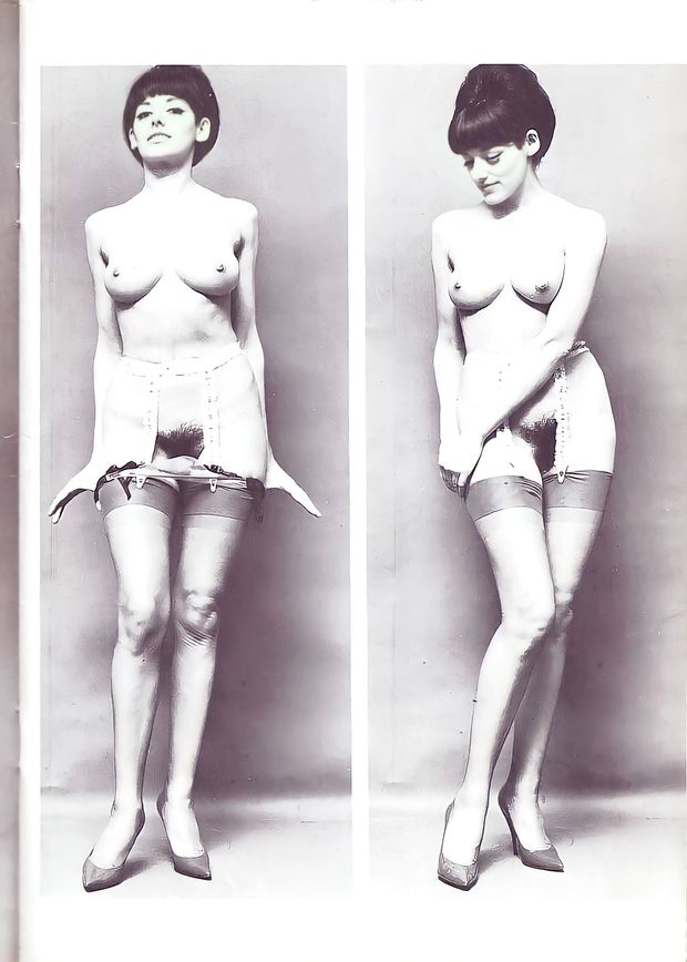 This retro cutie takes her panties down nicely - she likes to get completely naked to show her pussy proudly