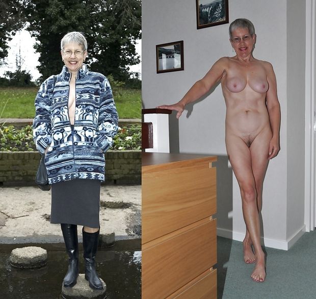 skinny granny dressed undressed