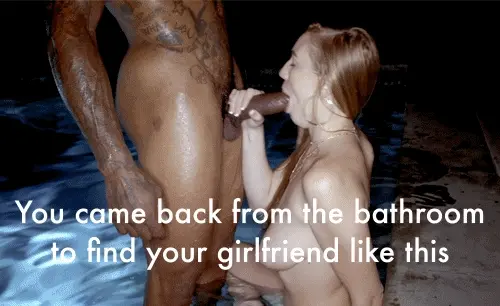 Busted. She planned to wash the semen off in the pool.