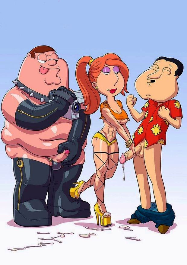 Lois stroking off Glenn while Peter films it!  She really wants that big dick burried deep in her cunt!