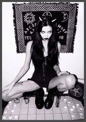 [ Alluring Spread Legs Satanist Babe ]