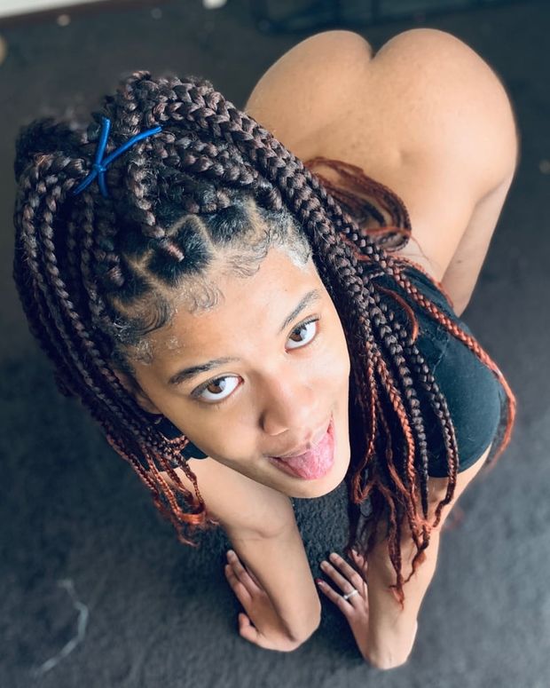 cute ebony on her knees