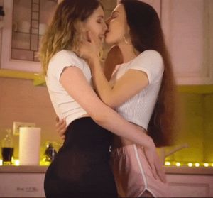 Hot Lesbian Teens Kissing GiF