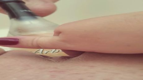 Whore wife keeping her cunt stretched out