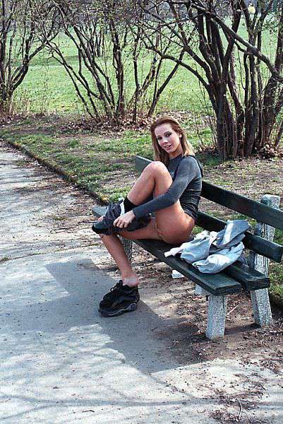 Zsanett E stripping in public