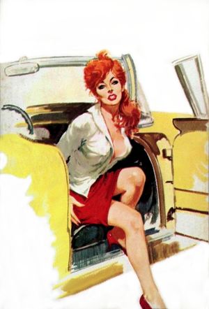 Redhead in a 45 Chevy convertable
