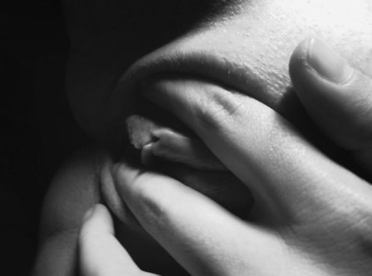 Pussy close-up in black and white