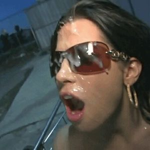 Rebecca Linares sports jizz covered glasses