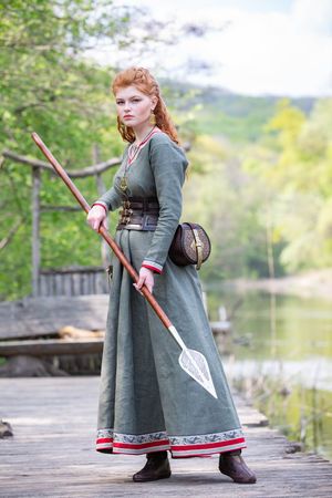 Medieval woman with a pike