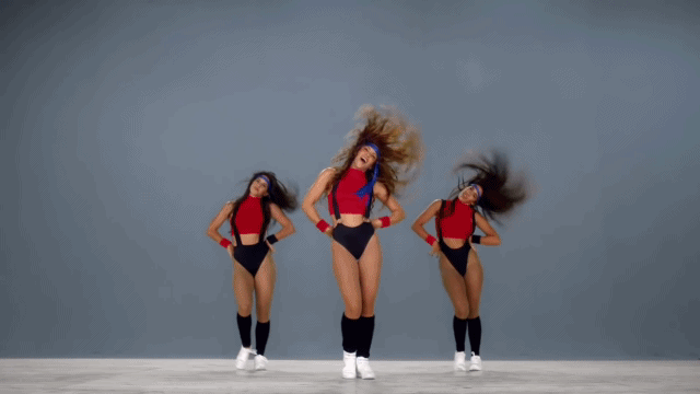 Shakira in red and black
