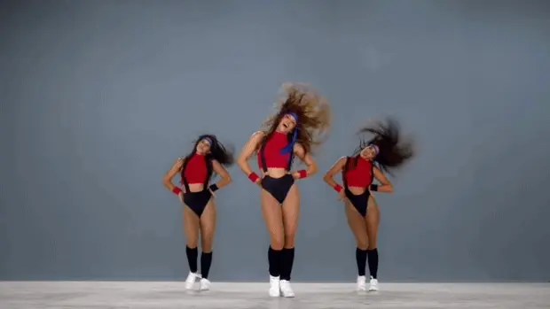 Shakira in red and black