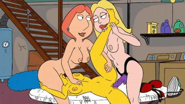 Francine fucks Marge with a strap on. Lois rides Marge's face