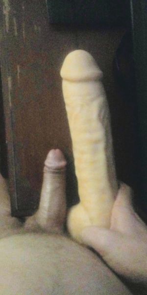 My small dick next to my gf favorite toy