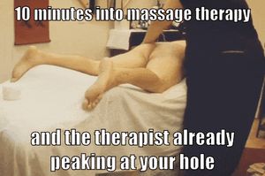 Massage therapist checks out hole