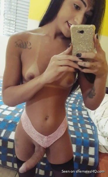 Super hot shemale with big dick selfie