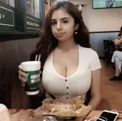 teen bounces her huge tits at starbucks