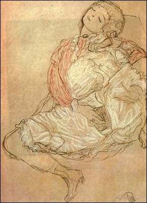 Gustav Klimt 1916 woman seated with thighs apart