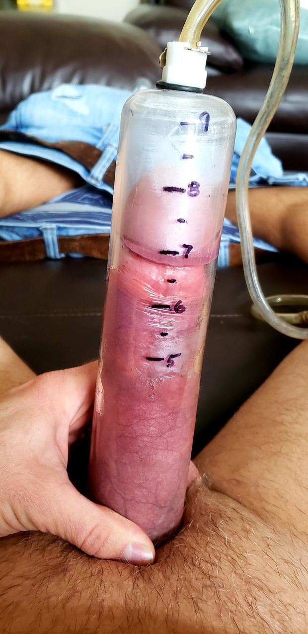 Pumped up 8 inch cock