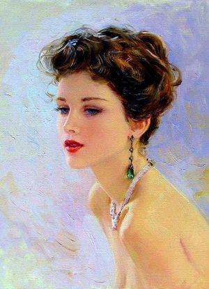 Beautiful woman on canvas