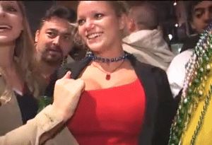 Flashing giant natural boobs