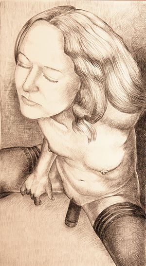 Small breasted teen rides a dildo