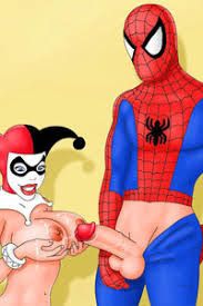 Spiderman shoots spidey-cum all over Harley Quinn's tits