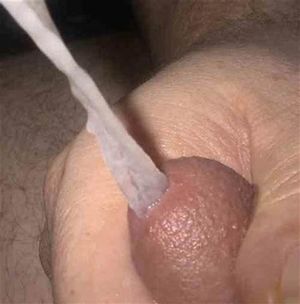 Shooting a wide spray of semen