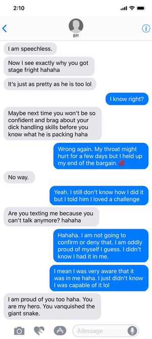 Showing off to her friend