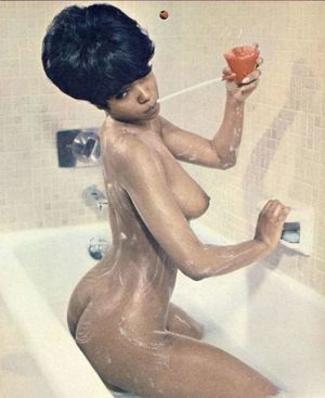 Soapy ebony in the tub