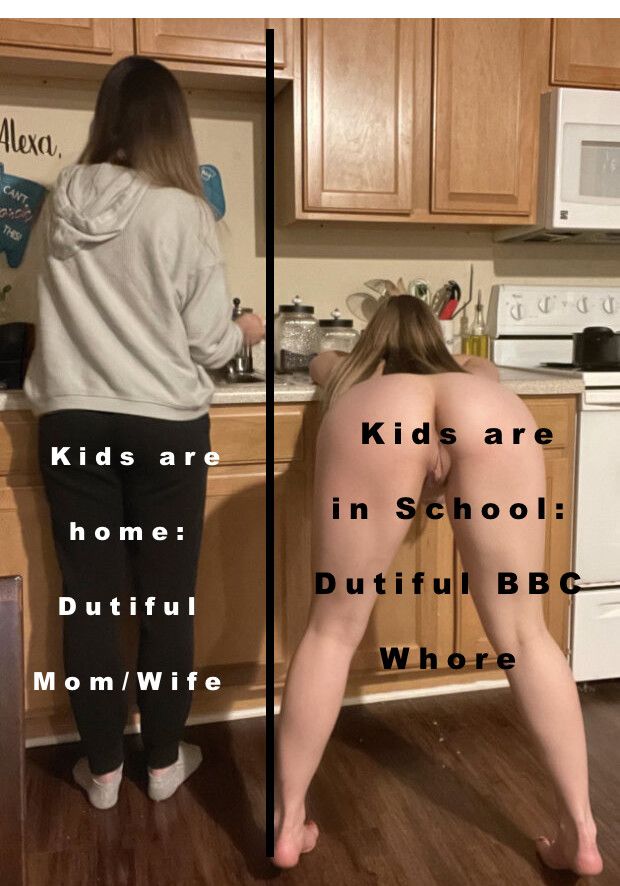 Wife is a good mom till the family leaves.  Then she spreads for the BBC master.