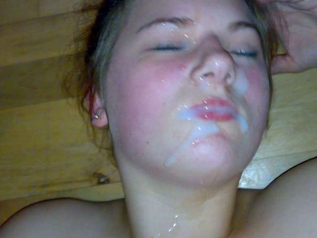 Teen with cum on face