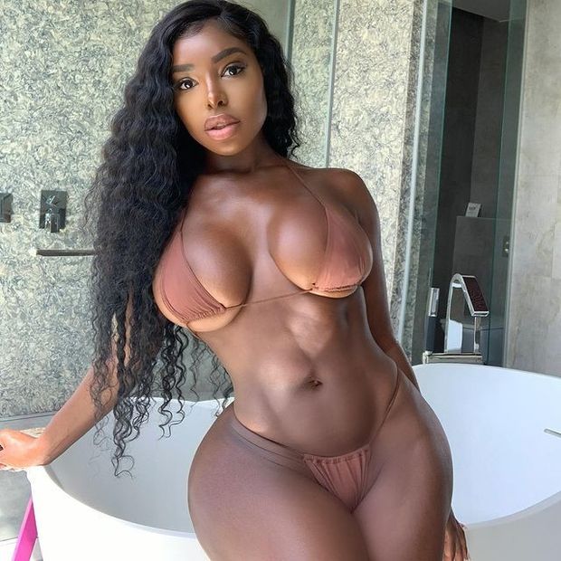Saida Iman in a Brown bikini