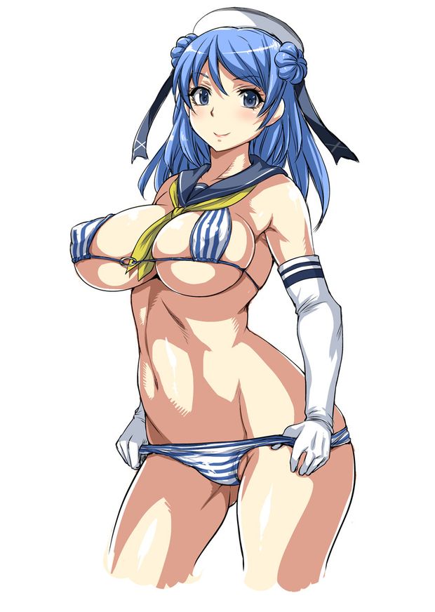 Busty blue-haired beauty